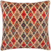 handmade Pillow Beige Blue Hand-Woven SQUARE PRINTED VEL pillow