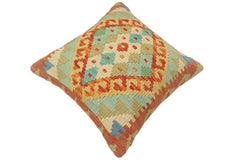 handmade Tribal Turkish Antique Rust Blue Hand-Woven SQUARE 100% WOOL pillow