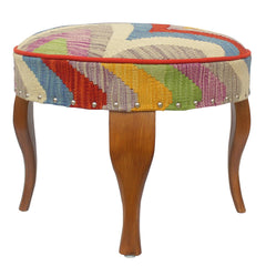 handmade Modern Victorianot Rust Blue Hand-made ROUND Vegetable dyed wool and wood  23'' x 23'' x 18''