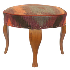 handmade Traditional Victorianot Orange Gray Hand-made ROUND Vegetable dyed wool and wood