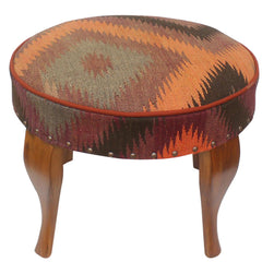 handmade Traditional Victorianot Orange Gray Hand-made ROUND Vegetable dyed wool and wood