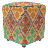 Art Deco Jan Handmade Kilim Upholstered Ottoman