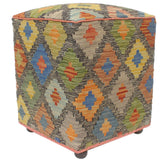 handmade Traditional Ottoman Gray Rust Hand-made SQUARE handmade ottoman pouf15'' x 15'' x 21''