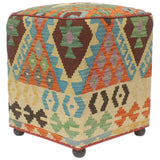 Bohemian Savanah Handmade Kilim Upholstered Ottoman