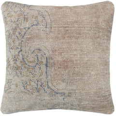 handmade Vintage Pillow Gray Blue Hand-Woven SQUARE 100% WOOL Vintage Pillow