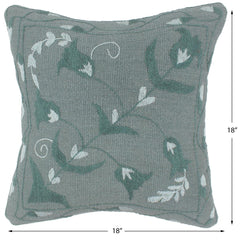 handmade  Pillow Gray Blue Hand-Woven SQUARE 100% Wool Suzani Throw Pillow