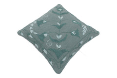 handmade  Pillow Gray Blue Hand-Woven SQUARE 100% Wool Suzani Throw Pillow