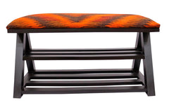 handmade Traditional Shoe Rack Rust Purple Hand-made RECTANGLE Vegetable dyed wool and wood