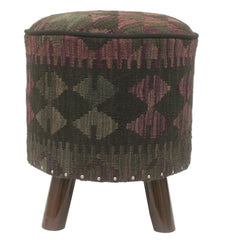 handmade Traditional Ottoman Black Purple Hand-made ROUND Vegetable dyed wool and wood