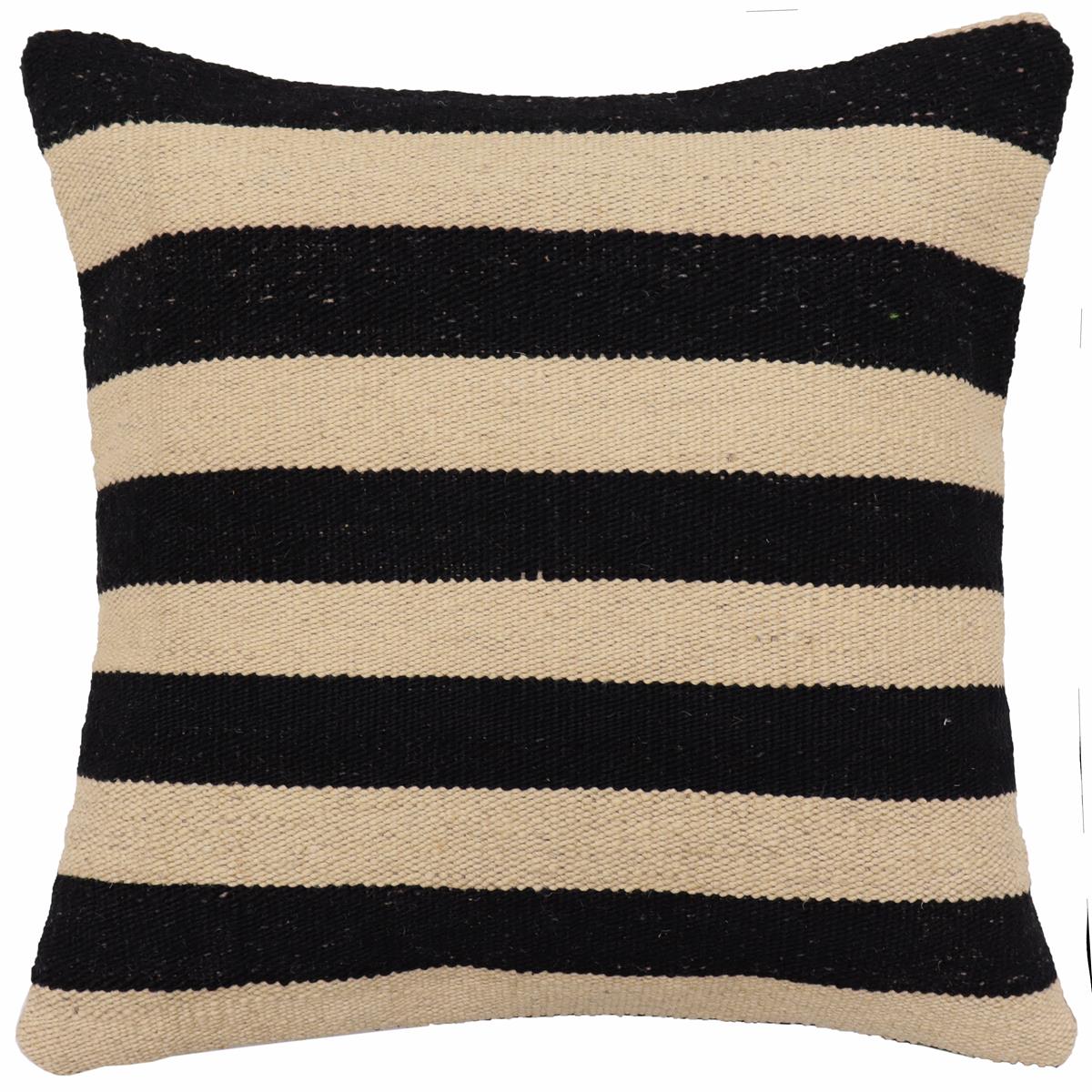 handmade Modern Pillow Beige Black Hand-Woven SQUARE 100% WOOL Hand woven turkish pillow 2 x 2