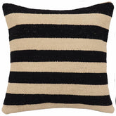 handmade Modern Pillow Beige Black Hand-Woven SQUARE 100% WOOL Hand woven turkish pillow 2 x 2
