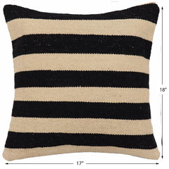 handmade Modern Pillow Beige Black Hand-Woven SQUARE 100% WOOL Hand woven turkish pillow 2 x 2