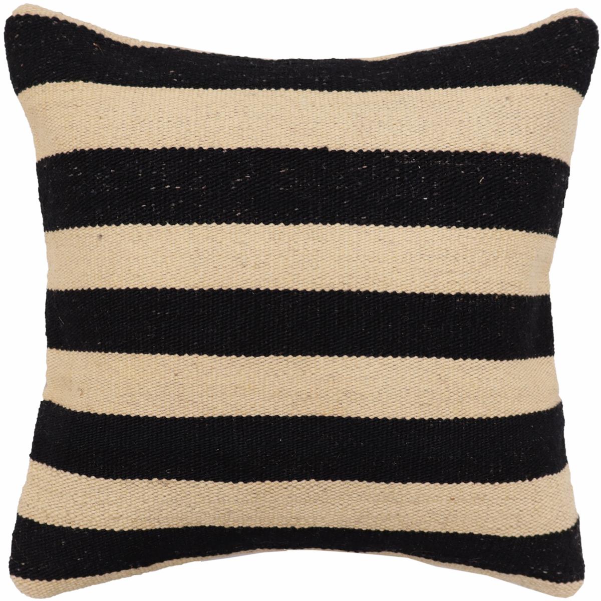handmade Modern Pillow Beige Black Hand-Woven SQUARE 100% WOOL Hand woven turkish pillow 2 x 2