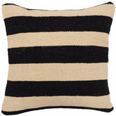 handmade Modern Pillow Beige Black Hand-Woven SQUARE 100% WOOL Hand woven turkish pillow 2 x 2