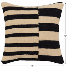 handmade Modern Pillow Beige Black Hand-Woven SQUARE 100% WOOL Hand woven turkish pillow 2 x 2