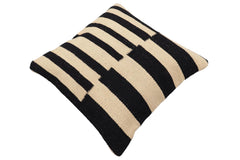handmade Modern Pillow Beige Black Hand-Woven SQUARE 100% WOOL Hand woven turkish pillow 2 x 2