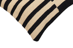 handmade Modern Pillow Beige Black Hand-Woven SQUARE 100% WOOL Hand woven turkish pillow 2 x 2