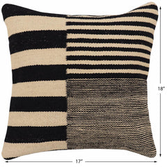 handmade Modern Pillow Beige Black Hand-Woven SQUARE 100% WOOL Hand woven turkish pillow 2 x 2