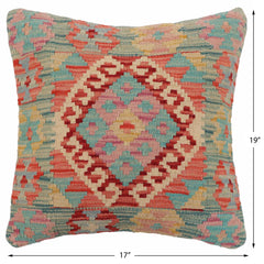handmade Traditional Pillow Blue Red Hand-Woven SQUARE 100% WOOL Hand woven turkish pillow 2 x 2