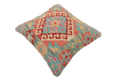 handmade Traditional Pillow Blue Red Hand-Woven SQUARE 100% WOOL Hand woven turkish pillow 2 x 2