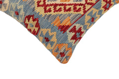 handmade Traditional Pillow Blue Red Hand-Woven SQUARE 100% WOOL Hand woven turkish pillow2' x 2'