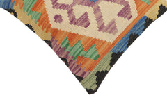 handmade Traditional Pillow Blue Beige Hand-Woven SQUARE 100% WOOL Hand woven turkish pillow2' x 2'