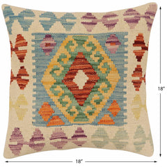 handmade Traditional Pillow Blue Rust Hand-Woven SQUARE 100% WOOL Hand woven turkish pillow2' x 2'