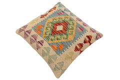 handmade Traditional Pillow Blue Rust Hand-Woven SQUARE 100% WOOL Hand woven turkish pillow2' x 2'