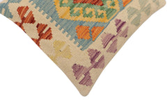 handmade Traditional Pillow Blue Rust Hand-Woven SQUARE 100% WOOL Hand woven turkish pillow2' x 2'