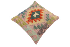 handmade Traditional Pillow Blue Rust Hand-Woven SQUARE 100% WOOL Hand woven turkish pillow2' x 2'