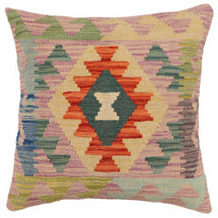 handmade Traditional Pillow Blue Rust Hand-Woven SQUARE 100% WOOL Hand woven turkish pillow2' x 2'