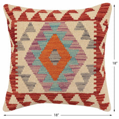 handmade Traditional Pillow Red Blue Hand-Woven SQUARE 100% WOOL Hand woven turkish pillow2' x 2'
