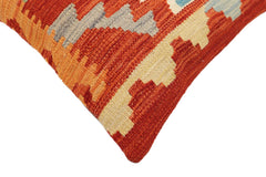 handmade Traditional Pillow Rust Blue Hand-Woven SQUARE 100% WOOL Hand woven turkish pillow2' x 2'