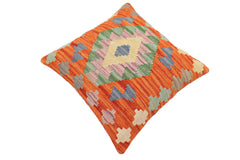 handmade Traditional Pillow Rust Blue Hand-Woven SQUARE 100% WOOL Hand woven turkish pillow2' x 2'