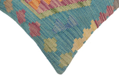 handmade Traditional Pillow Blue Gray Hand-Woven SQUARE 100% WOOL Hand woven turkish pillow2' x 2'