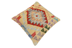 handmade Traditional Pillow Rust Blue Hand-Woven SQUARE 100% WOOL Hand woven turkish pillow2' x 2'