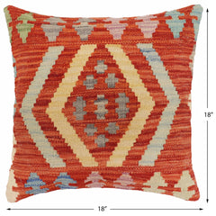 handmade Traditional Pillow Rust Blue Hand-Woven SQUARE 100% WOOL Hand woven turkish pillow2' x 2'