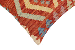 handmade Traditional Pillow Rust Blue Hand-Woven SQUARE 100% WOOL Hand woven turkish pillow2' x 2'