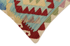 handmade Traditional Pillow Blue Red Hand-Woven SQUARE 100% WOOL Hand woven turkish pillow2' x 2'