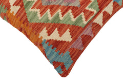 handmade Traditional Pillow Rust Blue Hand-Woven SQUARE 100% WOOL Hand woven turkish pillow2' x 2'