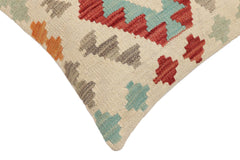 handmade Traditional Pillow Beige Red Hand-Woven SQUARE 100% WOOL Hand woven turkish pillow 2 x 2