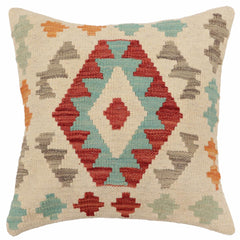 handmade Traditional Pillow Beige Red Hand-Woven SQUARE 100% WOOL Hand woven turkish pillow 2 x 2