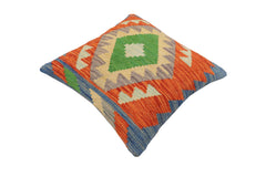 handmade Traditional Pillow Rust Blue Hand-Woven SQUARE 100% WOOL Hand woven turkish pillow2' x 2'