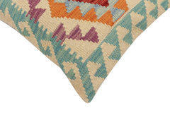 handmade Traditional Pillow Beige Blue Hand-Woven SQUARE 100% WOOL Hand woven turkish pillow2' x 2'