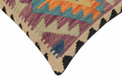 handmade Traditional Pillow Blue Beige Hand-Woven SQUARE 100% WOOL Hand woven turkish pillow2' x 2'