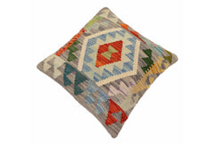 handmade Traditional Pillow Gray Rust Hand-Woven SQUARE 100% WOOL Hand woven turkish pillow2' x 2'