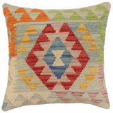 handmade Traditional Pillow Blue Red Hand-Woven SQUARE 100% WOOL Hand woven turkish pillow 2 x 2