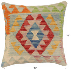 handmade Traditional Pillow Blue Red Hand-Woven SQUARE 100% WOOL Hand woven turkish pillow 2 x 2