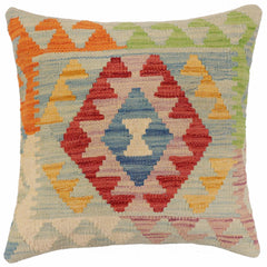 handmade Traditional Pillow Blue Red Hand-Woven SQUARE 100% WOOL Hand woven turkish pillow 2 x 2