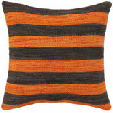 handmade Modern Pillow Rust Black Hand-Woven SQUARE 100% WOOL Hand woven turkish pillow 2 x 2